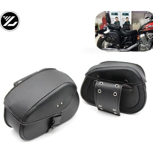 Universal Motorcycle Saddlebags Leather Side Storage Tool Pouch Luggage Bag for yamaha suzuki honda kawasaki Triphum Indian