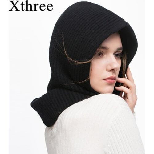 Xthree Winter Wool Knitted Scarf Hat Set Beanie Women Scarf Skullies Beanies Hats For Women Men Caps Gorras Bonnet Mask