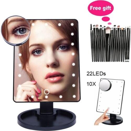 LED Professional Lighted Makeup Mirrors With Adjustable LED Light 16/22 Touch Screen Mirrors For Beauty Makeup Eyelash Brush