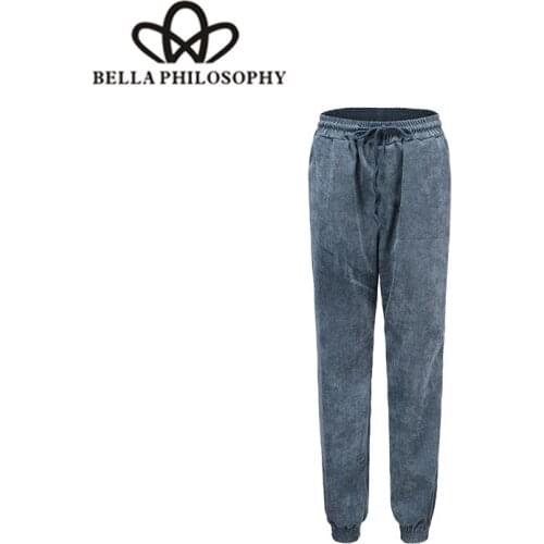Bella Philosophy 2018 Autumn European And American Womens Wear High Waist Trousers Corduroy Belt Trousers Casual Slack Trousers