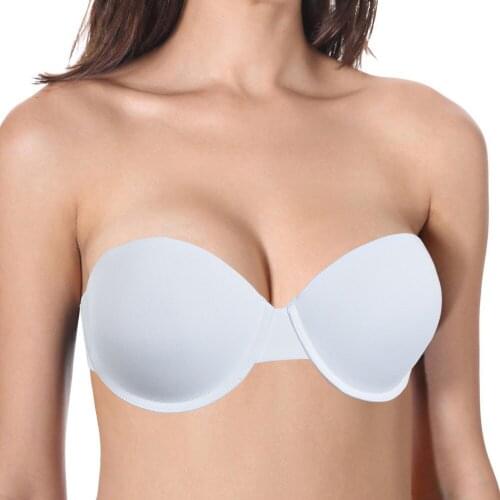 YANDW New Wedding Underwear Padded Push Up Bra For Women Invisible Strapless Adjustable Clear Back Bras 32 34 36 38 40 A B C D