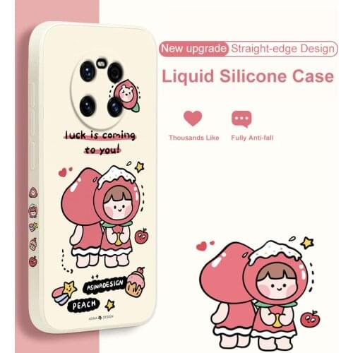 ASINA Liquid Silicone Case For Huawei Mate 40 30 20 Pro Straight Edge Cute Cover Bumper For Huawei Honor 20 30 8x 9x Couple Capa