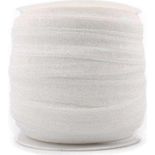 1PC=50Y 5/8"=15MM OEM Highly-flexible Elastic Glitter Velvet Ribbon Ornaments Solid Metallic Nylon Band for Hair Accessories