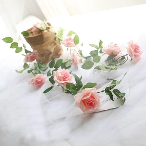 2M Rose Artificial Flower Vine Garden Wedding Party Decoration DIY Flower Wall Wreath Accessories Fake plant For Home Decor
