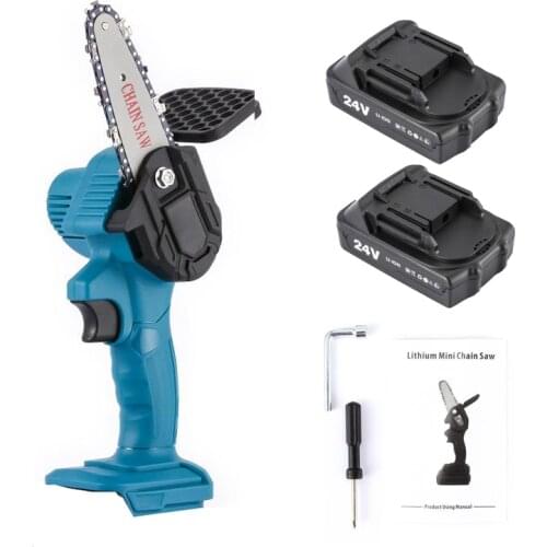 24V Cordless Electric Pruning Saw Protable Mini Chainsaw Garden Logging Woodworking Tool Electric Chain Saw with Lithium Battery