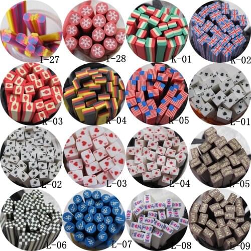 5pcs/lot 5mm*5CM Polymer Clay Cane Fancy Snowman Snowflake Flag Poker Heart Poker US flag UK flag
