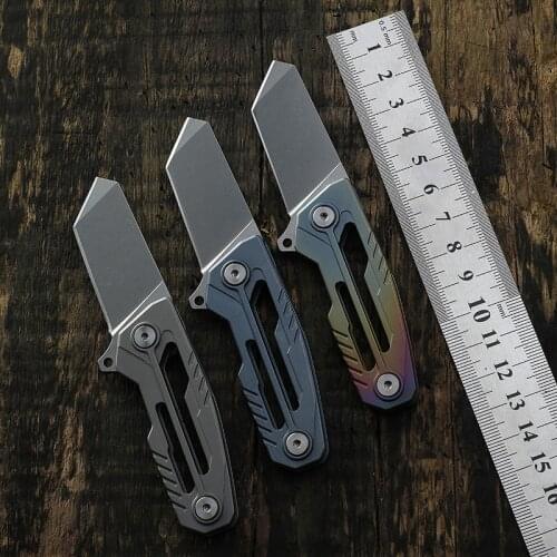 59-60HRC folding knife titanium alloy handle pocket knife outdoor survival camping fishing tool EDC mini gift knives