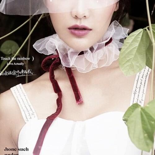 Neck accessories Hollow shoulders laces bows small shawls Organza decorative curved Vintage new Embroidery Woven flowers