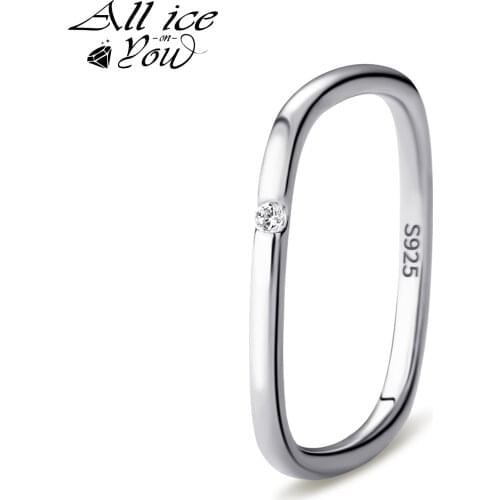 ALLICEONYOU Best Square 925 Sterling Silver Fashion Street AAA Cubic Zircon Baguette Ring Ratatoble CZ Hip Hop Jewelry Gifts