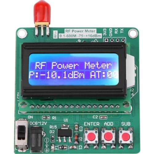 LCD Digital Wattmeter Volt Watt Power Ammeter Voltmeter RF Power Meter -75~16 dBm 1-600MHz Radio Frequency Attenuation Tool