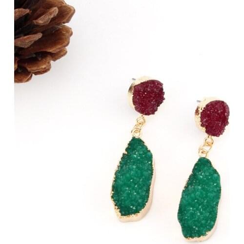 European Long Druzy Resin Drop Earrings For Women Jewelry Statement Geometric Big Eardrop Pendientes Mujer Moda 2019 Brinco