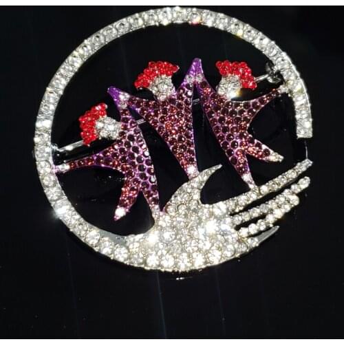 Fantastic Brooch Gift to Friends Blingbling Crystal "Cirle of friends" Lapel Pin for Ladies Jewelry Accessory