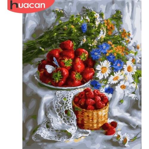 HUACAN Painting By Numbers Fruit Drawing On Canvas HandPainted Painting Art Gift DIY Pictures By Number Kits Home Decor