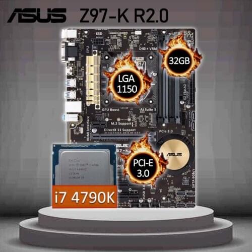 Asus Z97-K R2.0 Gaming Motherboard With Intel Core i7 4790K Motherboard Combo LGA 1150 Intel Z97 Gaming Placa-mãe 1150 ATX Used
