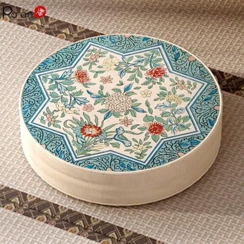 Chinese Ethnic Pattern Futon Cushion on The Ground Pillows for Living Room Meditation Worship Buddha Meditation Tea Room Cushion