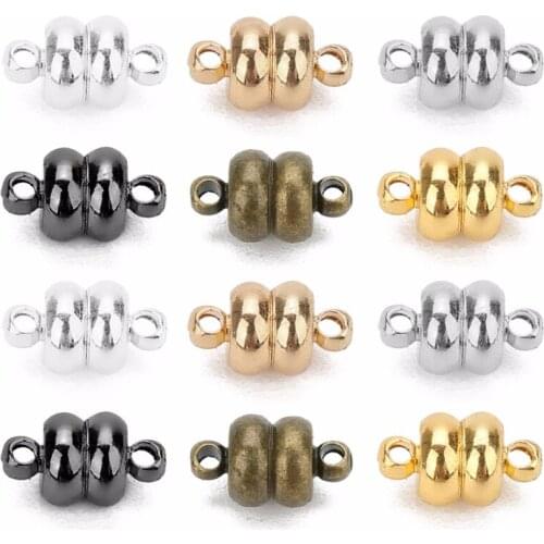 10pcs/set 7mm Diameter Oblate Magnetic Clasps For Leather Cord Bracelet Necklace Diy Jewelry Making 6 Color