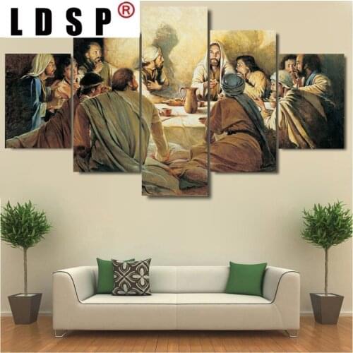 LDSP Abstract 5 Panels Canvas Paintings Posters Prints Last Supper Framed Sofa Wall Art Pictures Home Decor Living Room Unframed