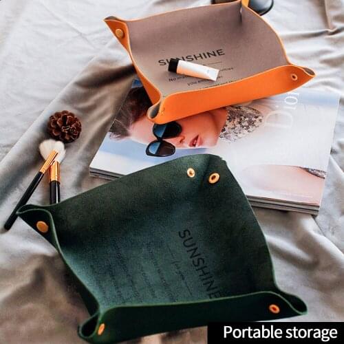 Storage Trays Square Tray For Jewelry Phone Key Wallet Coin Desktop Storage Box Sundries Bins Decorative Trays Foldable Storage