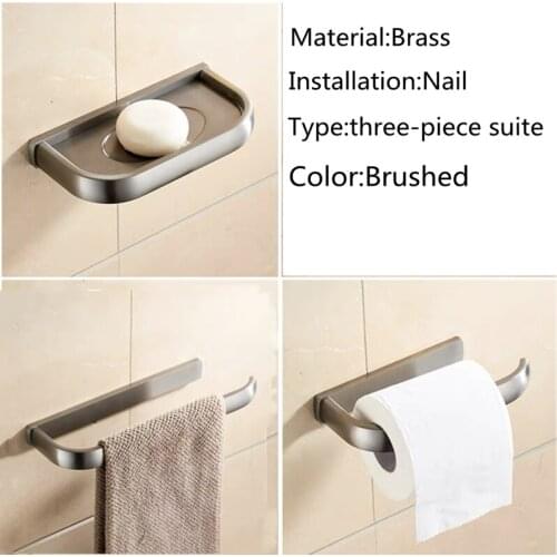 LIUYUE Bath Hardware Sets Brushed Nickel All Copper Towel Bars Roll Paper Hooks Soap Dishes 3 Piece Sets Bathroom Accessories