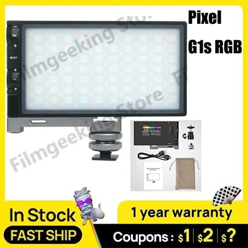 Pixel G1s RGB Video Light, Built-in 12W Rechargeable Battery LED Camera Light 360 Full Color 12 Common Light Effects PK godox