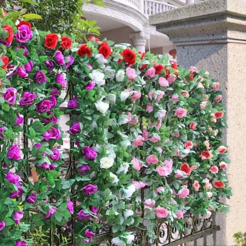 2M Rose Flower Vine Artificial flower Home Decor 16 flower head wedding party fake flower plant wall balcony bedroom decoration