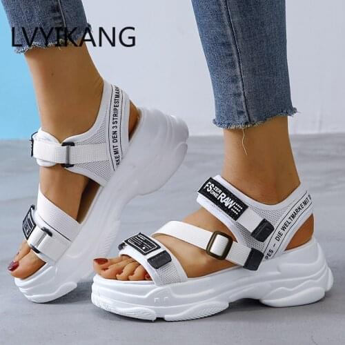 5cm/1.95 Inch Height Flat Platform Sandals Thick Bottom Womens Fashion Shoes Woman Zapatos De Mujer