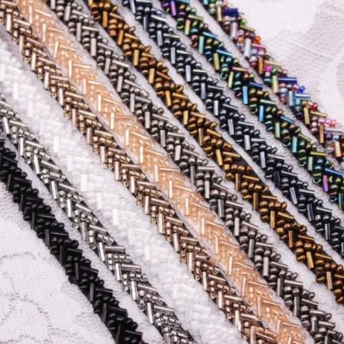 0.9M High Quality Beautiful Lace Ribbon With Beads Tape Lace Trim DIY Embroidered For Sewing Clothes Decoration Lace Fabric