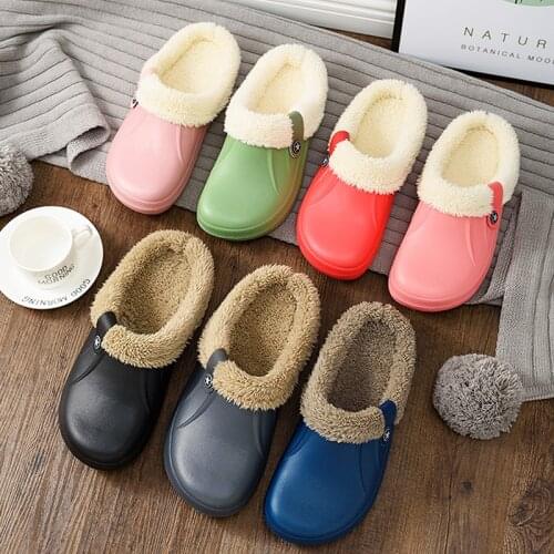 Unisex Home Shoes Winter EVA Clogs Indoor Plush Warm Slippers Sandals For Women 2021 New Fashion Footwear Flops Mule Soft Slides