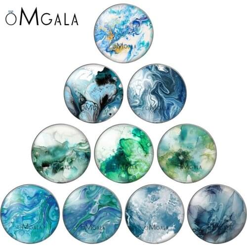 Blue Green Color Watercolor Textue Patterns 10mm/12mm/18mm/20mm/25mm Round photo glass cabochon demo flat back Making findings