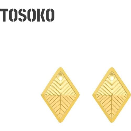 TOSOKO Stainless Steel Jewelry The Design Of Small Texture In Gling Triangle Earrings For Women BSF282