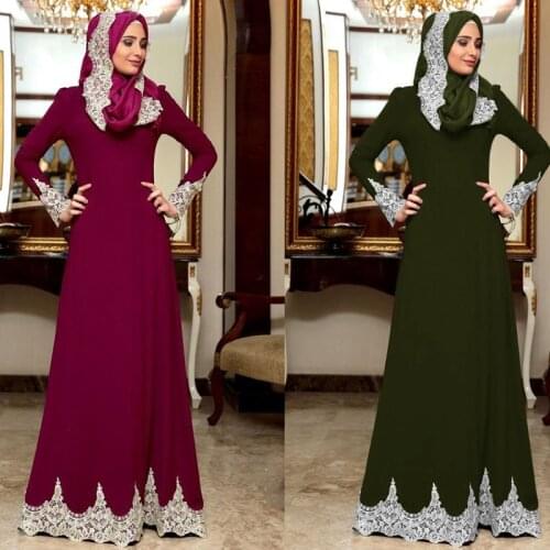 Vintage Muslim Dress Women Slim Fit Long Sleeve Maxi Hijab Dresses Islamic Clothing Big Swing A-line Abaya Dress Dubai Kimono