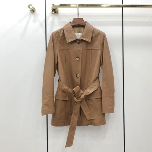 Woman Coats Natural Sheepskin Leather 2021 Fashion Female Windbreaker Jackets Real Sheepskin Leather Jackets H724