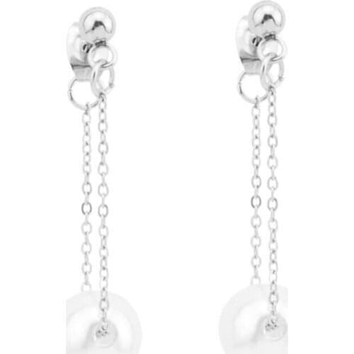 1Pair Fashion Women Stainless Steel Earrings with Imitation Pearl Pendant Dangle