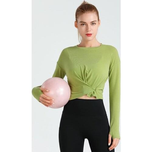 Women Yoga Long Sleeve Top Fitness Female White Green Red Black Crop Tops Gym Soft Breathable