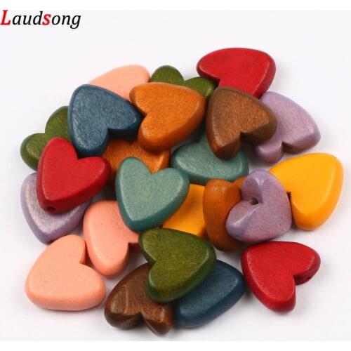10Pcs Natural Color Wooden Beads 15mm Heart Shape Wood Loose Beads For Jewelry Making Kids Pacifier Clip DIY Accessories