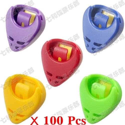 100 Colorful Plastic Heart Shape Guitar Pick holder,Guitar Pick Plectrum Holder Case Box/Pick clip,Self Adhesive