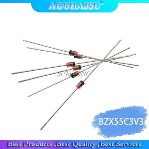 100pcs 0.5W 3.3V BZX55C3V3 1/2W DO-35 Diodes