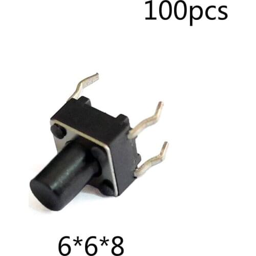 100pcs/lot 6*6*8.0 mm 4 PIN Tactil Tact 12V Push Button Interruptor Micro Switch Direct Plug-in Self-Reset Top
