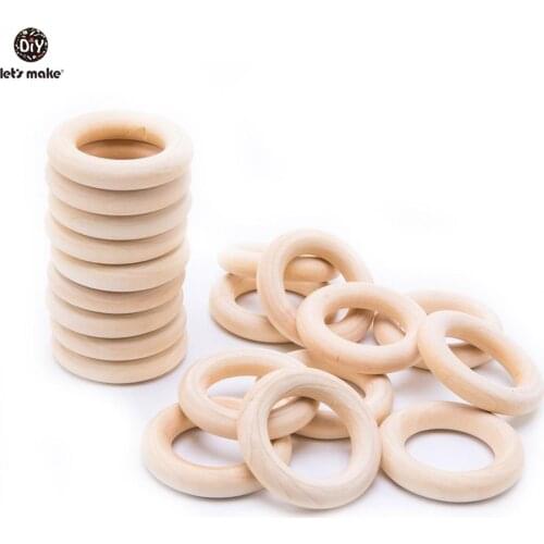 Lets Make 20pcs Wooden Rings 40mm-56mm Natural Unfinished Wooden Teething Ring Mom Nursing Baby Teether DIY Wood Teether Toy