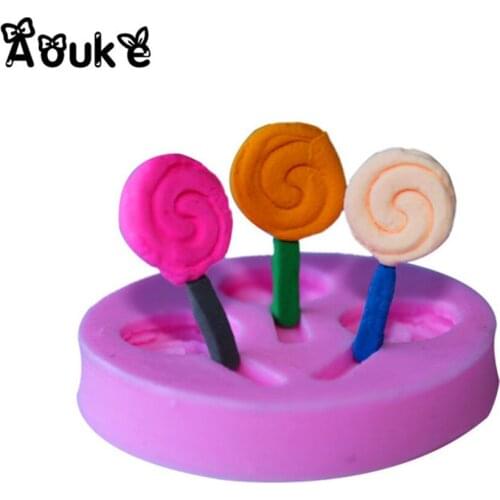 3D Lollipop Mold Chocolate Fondant Liquid Silicone Molds Embossing Candy Cake Mould DIY Wedding Decorated Cake Baking Tools C103