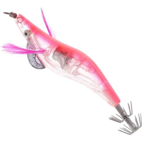 4.1'' Simulation Shrimp Squid Jigs Squid Fishing Hook with Luminous Tail & 3D Eye Fishing Accessories