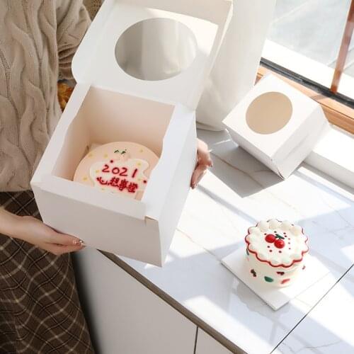 4/6/8 Inch Cake Box With WindowPortable Birthday Cake Box One-Time Square Transparent Open Window Mousse Cake Packaging
