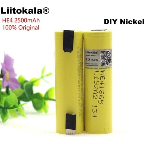 4PCS liitokala100% new original HE4 18650 rechargeable lithium-ion battery 3.6V 2500 mAh battery 20A35A discharge + DIY nickel