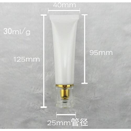 50pcs 1ounce Sunscreen soft cream Tube, 30ml peal white Cream Tube with arcylic colorful lid, 30 ml empty eye cream container