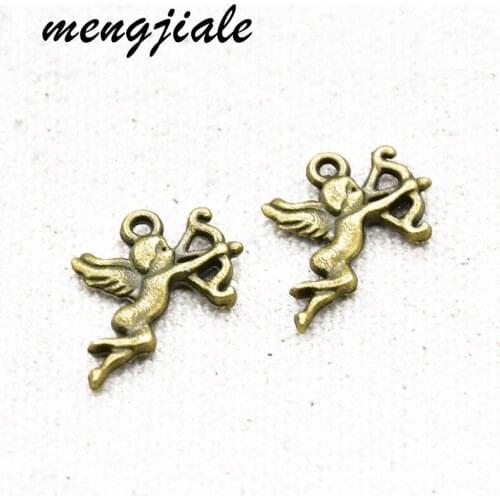 50pcs Vintage Antique Bronze Cupid Charms Alloy Metal Angel Pendants For DIY Jewelry Accessories Making 20*17mm