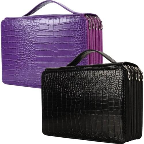 252 Slots Colored Pencil Case with Zipper Croco Pencil Holder PU Leather Fabric Pen Organizer for Student or Artist