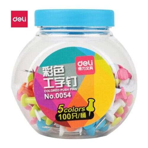 Deli 0054 Color L-nails / Big Head Nails / Pushpins / Push Pins / Metal Nails / Art / DIY 100 Pieces / Box