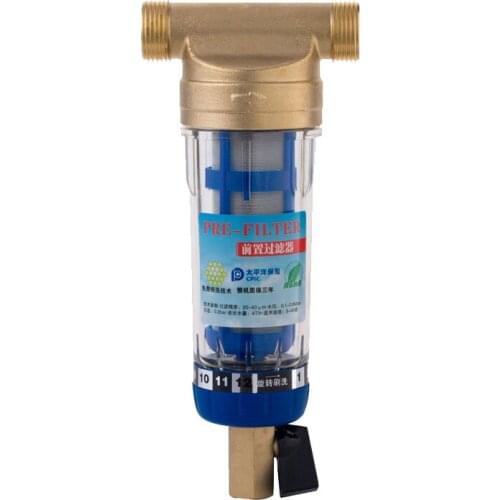 3/4"Male to 1/2"Female Thread Siphon backwash prefilter with wiper water purifier stainless steel copper whole house pre-filter