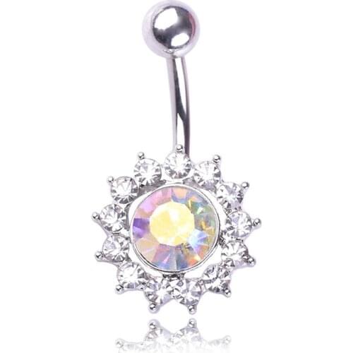 Belly Button Ring Crystal Zircon Hypoallergenic Navel Piercing Body Jewelry EIG88
