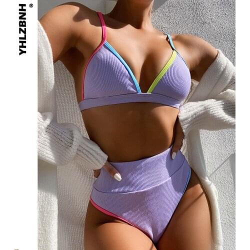 YHLZBNH High Waist Bikini Push Up Swimwear Women Padded Stroj Kapielowy Bathing Traje De Bano Mujer Banador Tankini